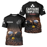 Polo Pétanque Noir Personnalisé - Équipe Capitaine Triplette - T-Shirt Homme