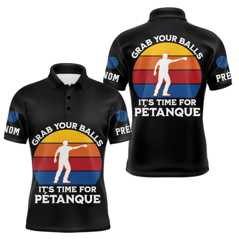 Polo Pétanque Noir Personnalisé – C’est Maintenant Vintage - Polo Homme