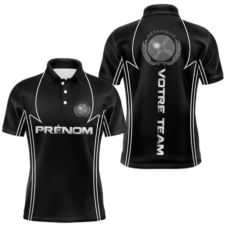 Polo Pétanque Noir Personnalisé Équipe -Joueur Boules - Polo Homme