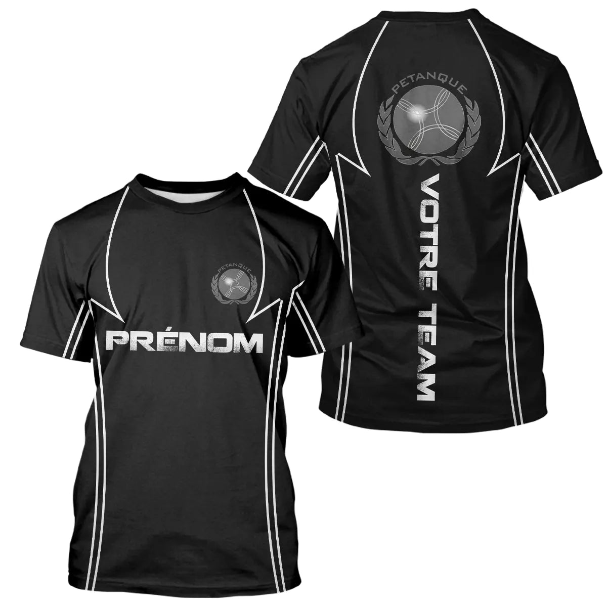 Polo Pétanque Noir Personnalisé Équipe -Joueur Boules - T-Shirt Homme