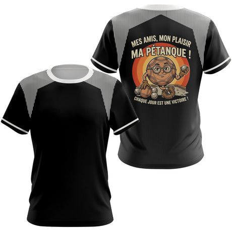 Polo Pétanque Noir Rayé - Passion Accessoire Bouliste - T-Shirt Femme