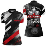 Polo Pétanque Noir & Rouge - J'peux Pas Retraité Personnalisé - Polo Zippé Femme