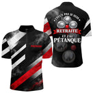 Polo Pétanque Noir & Rouge - J'peux Pas Retraité Personnalisé - Polo Zippé Homme