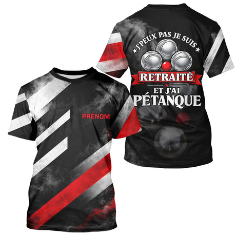 Polo Pétanque Noir & Rouge - J'peux Pas Retraité Personnalisé - T-Shirt Homme