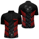 Polo Pétanque Noir & Rouge - Motif Boules Dynamique 3D - Polo Zippé Homme
