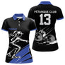 Polo Pétanque Noir et Bleu Personnalisé - Club Numéro - Polo Femme