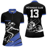 Polo Pétanque Noir et Bleu Personnalisé - Club Numéro - Polo Zippé Femme