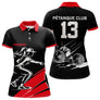 Polo Pétanque Noir et Rouge Personnalisé - Club Numéro - Polo Femme