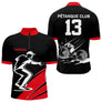 Polo Pétanque Noir et Rouge Personnalisé - Club Numéro - Polo Zippé Homme
