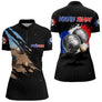 Polo Pétanque Noir Équipe Prénom - Boules & Éclats Tricolores - Polo Zippé Femme