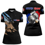 Polo Pétanque Noir Équipe Prénom - Boules & Éclats Tricolores - Polo Zippé Femme