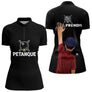 Polo Pétanque Noir sur Mesure - Bouliste Passionnés - Polo Zippé Femme