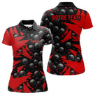 Polo Pétanque Nom et Team Personnalisé - Noir & Rouge - Polo Femme