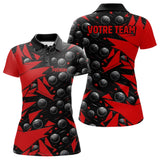 Polo Pétanque Nom et Team Personnalisé - Noir & Rouge - Polo Femme