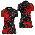 Polo Pétanque Nom et Team Personnalisé - Noir & Rouge - Polo Zippé Femme