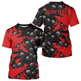 Polo Pétanque Nom et Team Personnalisé - Noir & Rouge - T-Shirt Homme