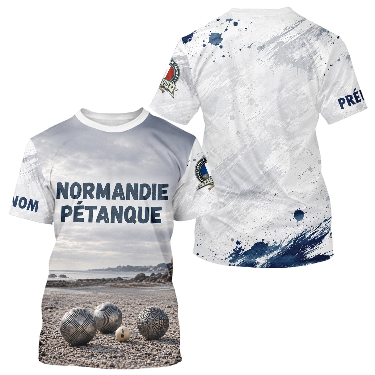 Polo Pétanque Normandie Blanc & Bleu -  Style Rétro Équipe - T-Shirt Homme