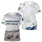 Polo Pétanque Normandie Blanc & Bleu -  Style Rétro Équipe - T-Shirt Homme