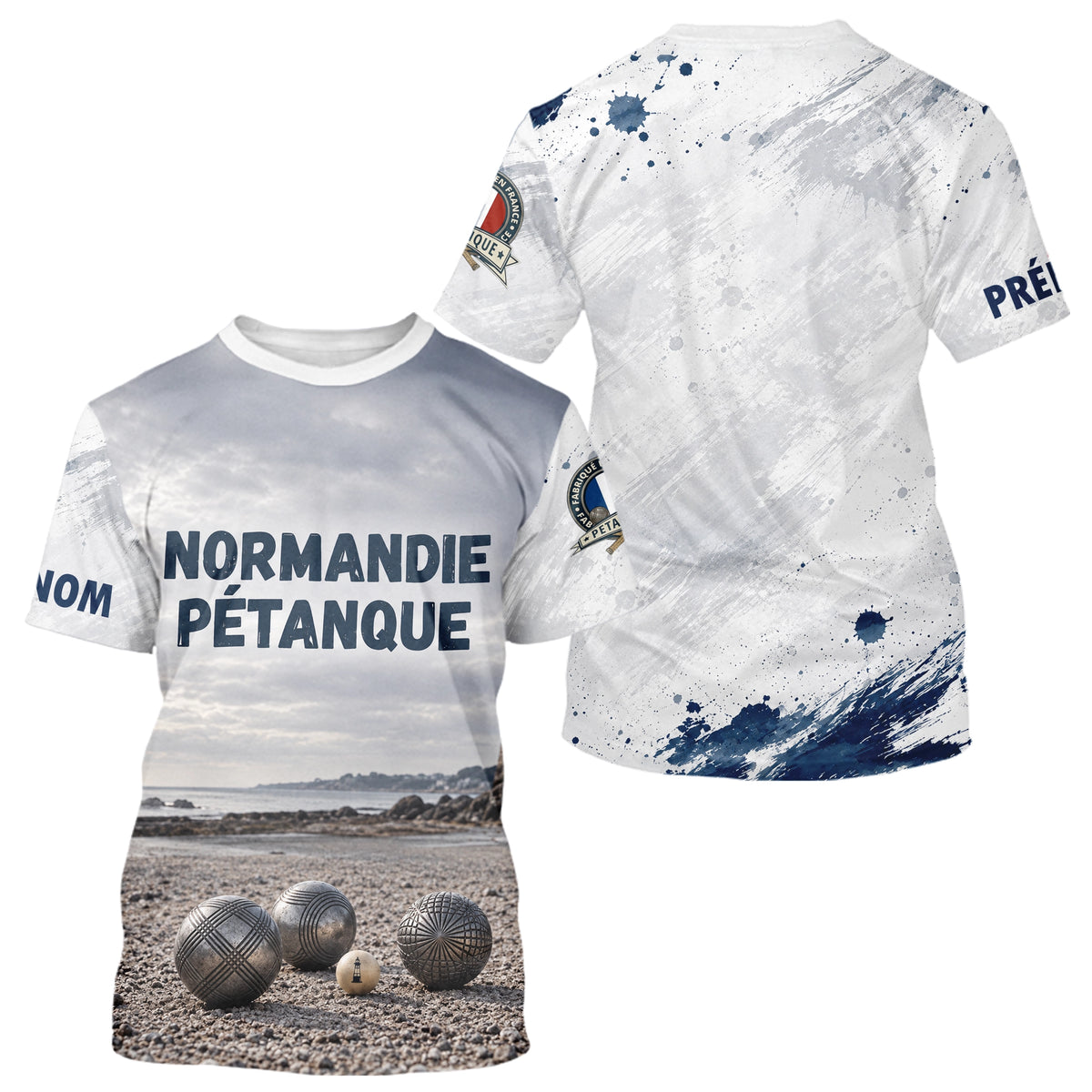 Polo Pétanque Normandie Blanc & Bleu -  Style Rétro Équipe - T-Shirt Homme