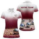Polo Pétanque Ombré Cochonnet Bordeaux - Bicolore Personnalisé - Polo Femme