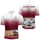 Polo Pétanque Ombré Cochonnet Bordeaux - Bicolore Personnalisé - Polo Zippé Homme