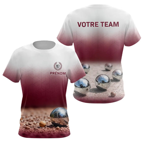 Polo Pétanque Ombré Cochonnet Bordeaux - Bicolore Personnalisé - T-Shirt Femme