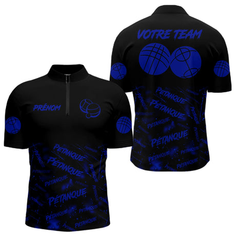 Polo Pétanque Original – Motifs Boules Électrique - Polo Zippé Homme