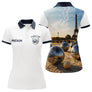 Polo Pétanque À Paris 3D - Personnalisé Blanc Marine - Polo Femme