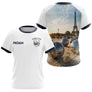 Polo Pétanque À Paris 3D - Personnalisé Blanc Marine - T-Shirt Femme