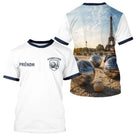 Polo Pétanque À Paris 3D - Personnalisé Blanc Marine - T-Shirt Homme