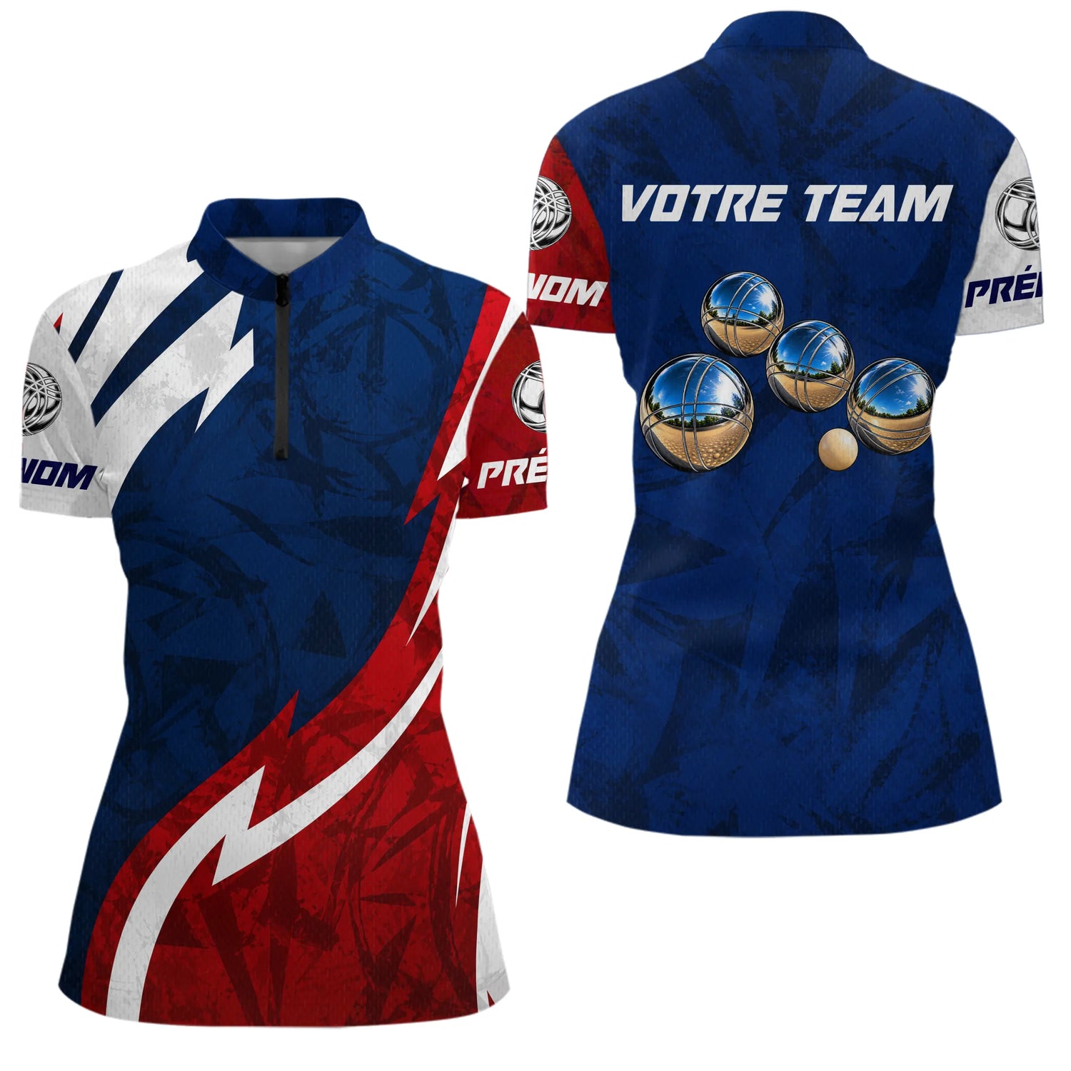 Polo Pétanque Passion Boules - Design Français Homme Femme - Polo Zippé Femme