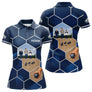 Polo Pétanque Passion Boules Bleu - Motifs Géométriques Prénom - Polo Femme