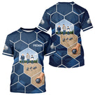 Polo Pétanque Passion Boules Bleu - Motifs Géométriques Prénom - T-Shirt Homme