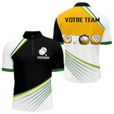 Polo Pétanque Performance - Design Sportif Jaune Blanc - Polo Zippé Homme