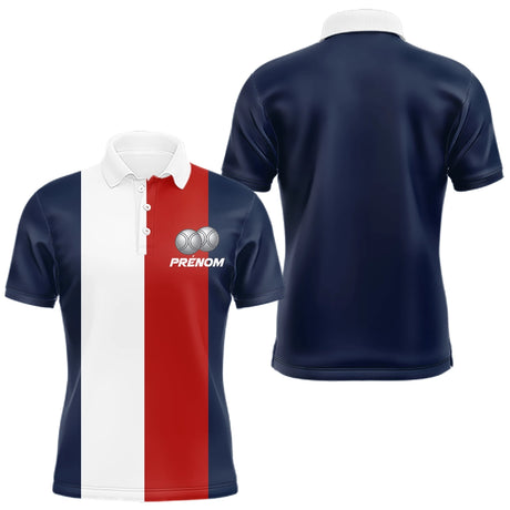 Polo Pétanque Personalise - Design Vector Tricolore Prenom - Polo Homme
