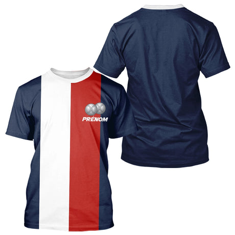 Polo Pétanque Personalise - Design Vector Tricolore Prenom - T-Shirt Homme