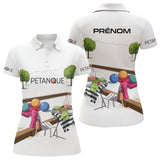 Polo Pétanque Personnalisé - Blanc Décor Apéro & Prénom - Polo Femme