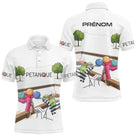 Polo Pétanque Personnalisé - Blanc Décor Apéro & Prénom - Polo Homme