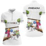 Polo Pétanque Personnalisé - Blanc Décor Apéro & Prénom - Polo Zippé Femme