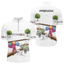 Polo Pétanque Personnalisé - Blanc Décor Apéro & Prénom - Polo Zippé Homme