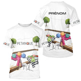 Polo Pétanque Personnalisé - Blanc Décor Apéro & Prénom - T-Shirt Homme