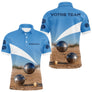 Polo Pétanque Personnalisé - Bleu & Beige Équipe & Prénom - Polo Homme