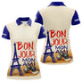 Polo Pétanque Personnalisé - Bleu & Crème Eiffel - Polo Femme