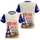 Polo Pétanque Personnalisé - Bleu & Crème Eiffel - T-Shirt Femme