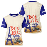 Polo Pétanque Personnalisé - Bleu & Crème Eiffel - T-Shirt Homme