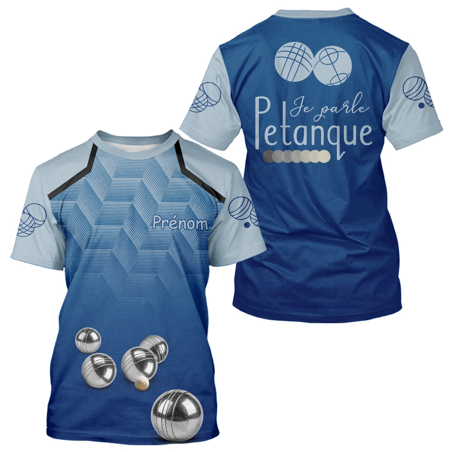 Polo Pétanque Personnalisé - Bleu Gris Je Parle - T-Shirt Homme