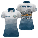 Polo Pétanque Personnalisé - Bleu & Gris Votre Team - Polo Femme