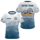 Polo Pétanque Personnalisé - Bleu & Gris Votre Team - T-Shirt Femme