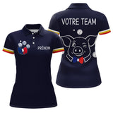 Polo Pétanque Personnalisé - Bleu Marine Cochonnet - Polo Femme