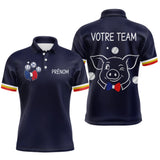 Polo Pétanque Personnalisé - Bleu Marine Cochonnet - Polo Homme